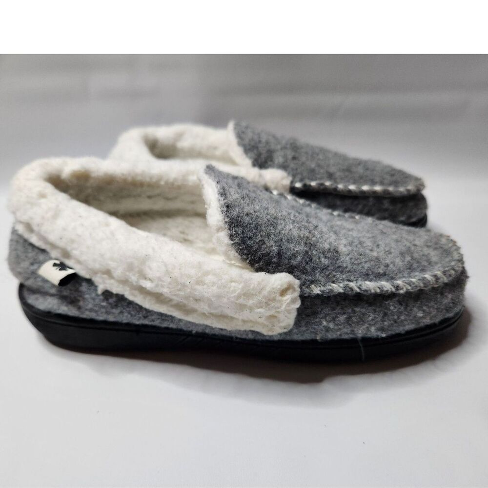 Boys Faux Wool Slippers Size 2/3 – Gray Indoor House Shoes